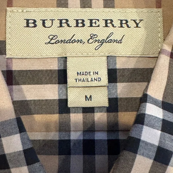 Burberry Beige and Black Checkered Button-Down Shirt - Picture 4 of 14